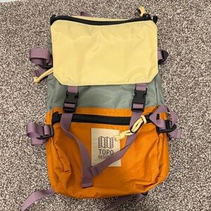 Topo Designs Orange, Gray, and Cream Backpack
